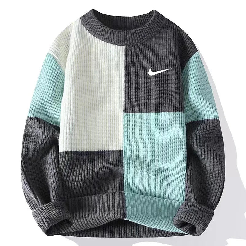 Men's Trendy Loose Colorblock Knitted Sweater